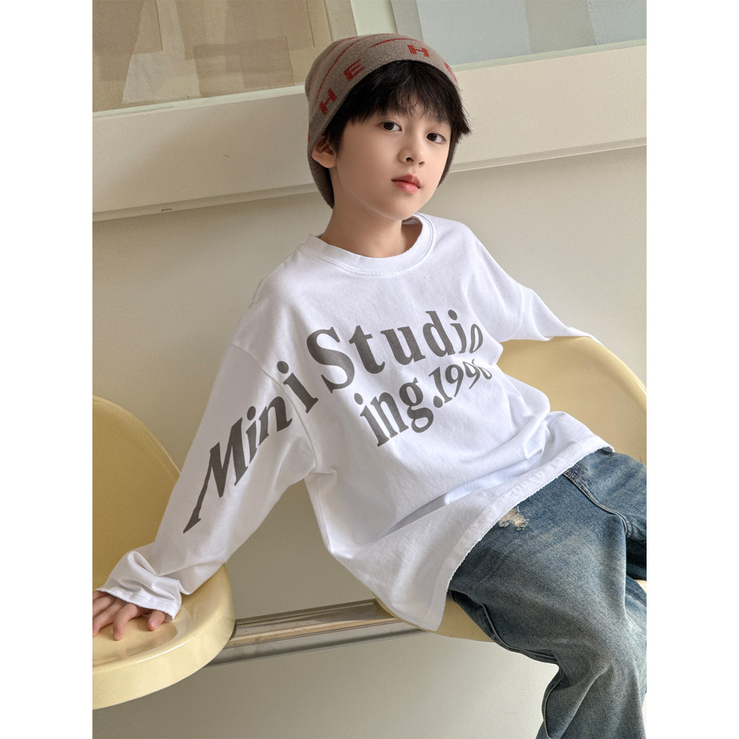 O1CN01nAKhjg2GTqU0A49DS_2201251829017-0-cib-1.jpg 【100-160】長袖Tシャツ 男の子 英字プリント アメカジ ゆったり - 画像 (1)
