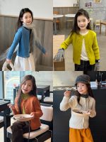 【100-170】カーディガン 女の子 ニット 無地 合わせやすい
