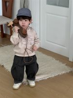 【73-110】ベスト パーカー 配色 フード付き プリント カジュアル 男の子 - 画像 (4)