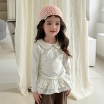 【90-150】長袖Tシャツ 女の子 折り襟 フリル 無地 - 画像 (7)