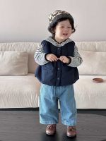 【73-110】ベスト パーカー ストライブ フード付き 長袖 男の子 - 画像 (3)