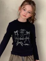 【90-140】長袖Tシャツ 女の子 リボンプリント 着回しやすい - 画像 (4)