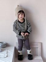 【73-110】パーカー ラウンドネック 長袖 ストライブ 配色 男の子 - 画像 (3)