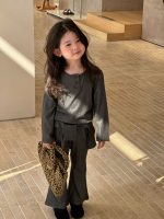 【90-140】二点セット トップス&フレアパンツ 女の子 韓国風 シンプル おしゃれ - 画像 (4)