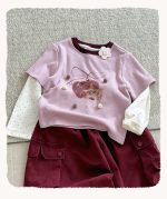 【90-150】長袖Ｔシャツ 女の子 レイヤード カートゥーン カジュアル - 画像 (7)