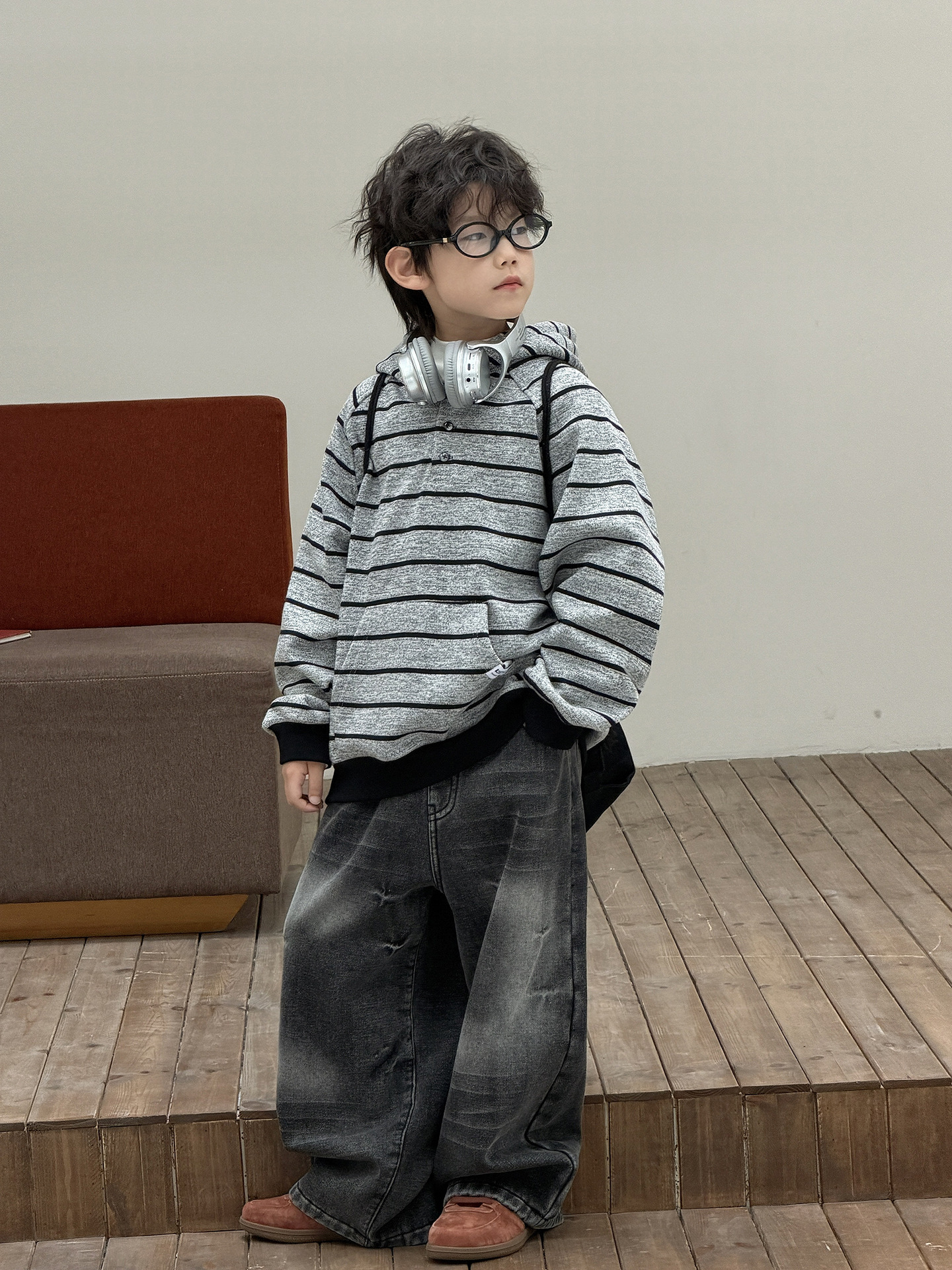 O1CN01qvXfrBtRrtC2vHAO_2215116460867-0-cib.jpg 【90-160】パーカーorデニムパンツ 男の子 ボーダー柄 裏起毛 韓国風 カジュアル - 画像 (1)