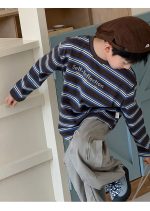 【100-160】長袖Tシャツ 男の子 カジュアル ボーダー柄 ゆったり - 画像 (9)