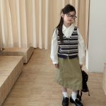 【100-170】ベスト 女の子 ボーダー柄 ニット レトロ - 画像 (7)