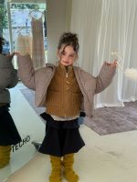 【90-160】ニットジップカーディガン 女の子 ケーブル編み 韓国風 立ち襟 やわらか - 画像 (12)