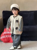 【73-110】ベスト Tシャツ ニット ラウンドネック 長袖 男の子 - 画像 (5)