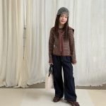 【100-170】トップス 女の子 取り外し可能 ケープ ストライプ ニット - 画像 (8)
