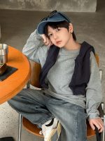 【100-170】長袖Tシャツ 男の子 コットン ストリート カジュアル - 画像 (10)