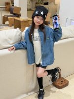 【100-170】アウター 女の子 デニム ウォッシュド レトロ