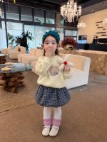 【80-140】トレーナーorスカート 女の子 裏起毛カートゥーン チェック柄 - 画像 (2)