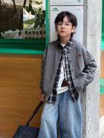 【100-170】カーディガン 男の子 刺繍 プレッピー風 韓国風 カジュアル - 画像 (3)