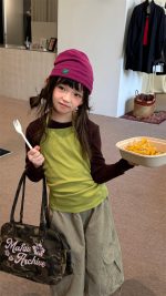 【100-160】長袖Ｔシャツ 女の子 重ね着 合わせやすい - 画像 (7)