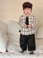 【73-110】二点セット シャツ+ズボン ネクタイ付き チェック柄 男の子 - 画像 (6)