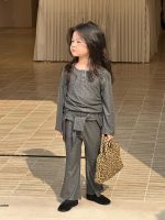 【90-140】二点セット トップス&フレアパンツ 女の子 韓国風 シンプル おしゃれ - 画像 (7)