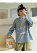 【100-160】長袖Tシャツ 男の子 ダメージ加工 英字プリント ゆったり - 画像 (7)