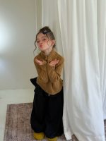 【90-160】ニットジップカーディガン 女の子 ケーブル編み 韓国風 立ち襟 やわらか - 画像 (3)
