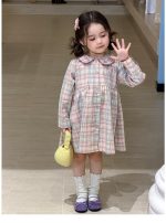 【80-140】長袖ワンピース カーディガン 女の子 ガーリー チェック柄 - 画像 (12)