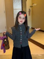 【90-140】ニットベストorボーダートップスorワイドパンツ 女の子 韓国風 カジュアル - 画像 (4)