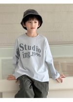 【100-160】長袖Tシャツ 男の子 英字プリント アメカジ ゆったり - 画像 (13)