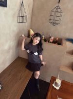 【90-150】ニットトップスorスカート 女の子 菱形柄 アームカバー 韓国風 プレッピー - 画像 (7)