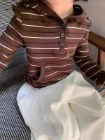 【90-140】パーカーorワイドパンツ 女の子 ボーダー柄 フード付き カジュアル - 画像 (8)