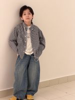 【100-170】シャツ 男の子 刺繍 チェック柄 韓国風 カジュアル - 画像 (5)