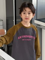 【90-150】長袖Tシャツ 男の子 配色 ストリート レタリングプリント - 画像 (4)