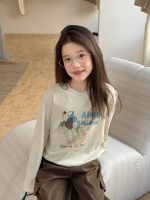 【100-170】長袖Tシャツ 女の子 イヌ プリント カジュアル - 画像 (3)