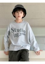 【100-160】長袖Tシャツ 男の子 英字プリント アメカジ ゆったり - 画像 (4)