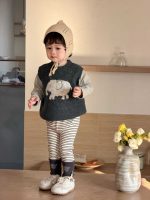【73-110】ベスト Tシャツ レギンス ニット ストライブ 男の子 - 画像 (3)
