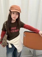 【100-170】長袖Tシャツ 女の子 切り替え 英字 トレンド - 画像 (2)