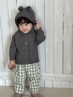 【73-110】カーディガン ズボン ニット フード付き 無地 男の子 - 画像 (2)