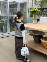 【100-170】長袖Tシャツ 女の子 レイヤード ストレッチで快適 - 画像 (3)