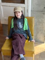 【100-170】長袖Tシャツ 女の子 ボーダー柄 ネコ プリント - 画像 (3)
