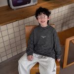 【90-160】Tシャツ ストライブ ラウンドネック 長袖 男の子 - 画像 (7)