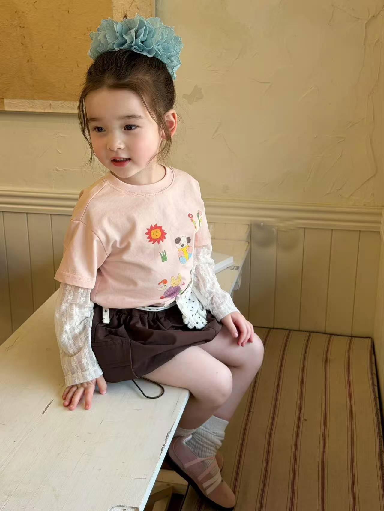 O1CN01zDbQFi28geaeV0OTA_940097962-0-cib.jpg 【80-130】長袖Tシャツorスカート 女の子 おしゃれ レイヤード風 - 画像 (1)
