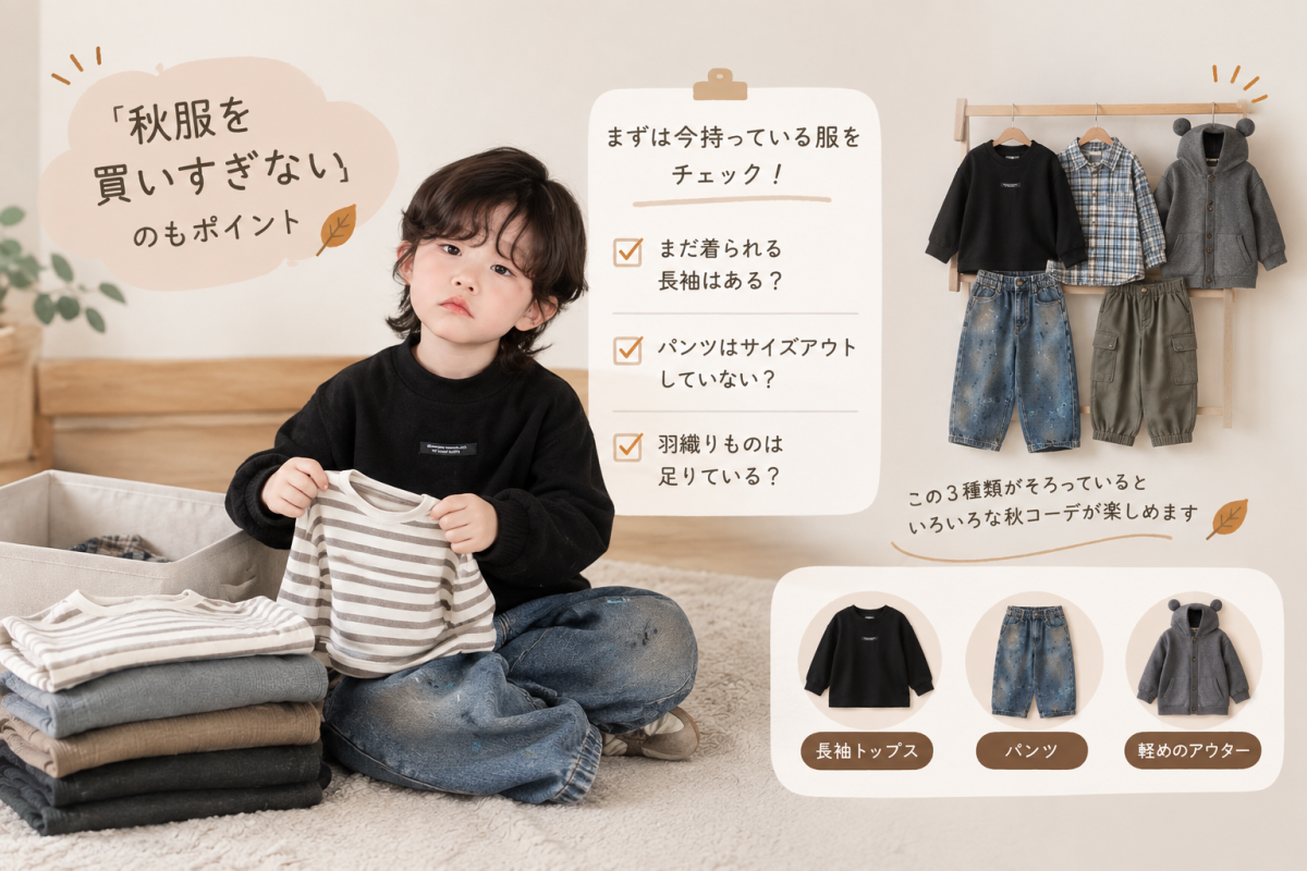 男の子の秋服を準備する衣替え