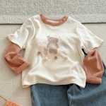 【90-150】長袖Ｔシャツ 女の子 レイヤード カートゥーン カジュアル - 画像 (9)