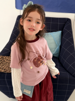 【90-150】長袖Ｔシャツ 女の子 レイヤード カートゥーン カジュアル - 画像 (4)