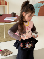 【90-150】長袖Tシャツ 女の子 配色 切り替え レイヤード - 画像 (6)