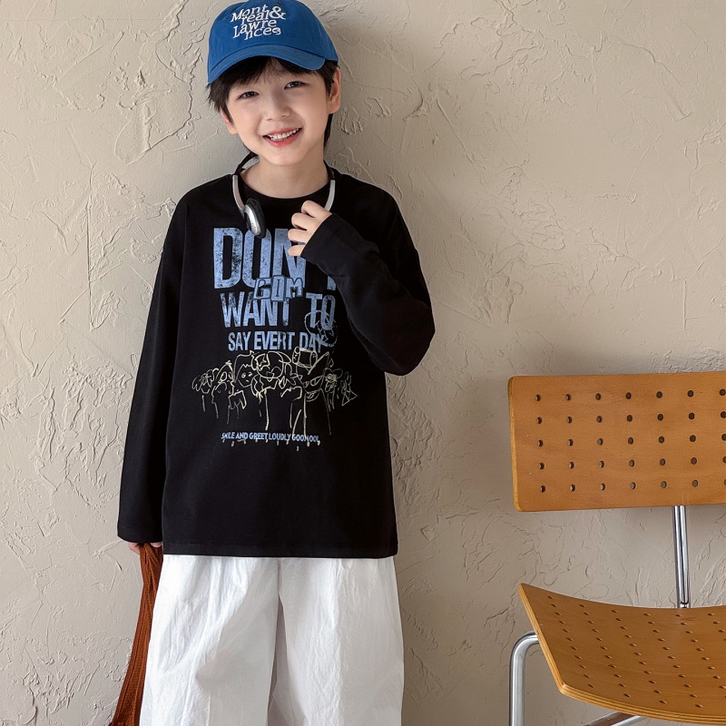 通気性子供服 綿100% 長袖Tシャツ 9月秋服新作