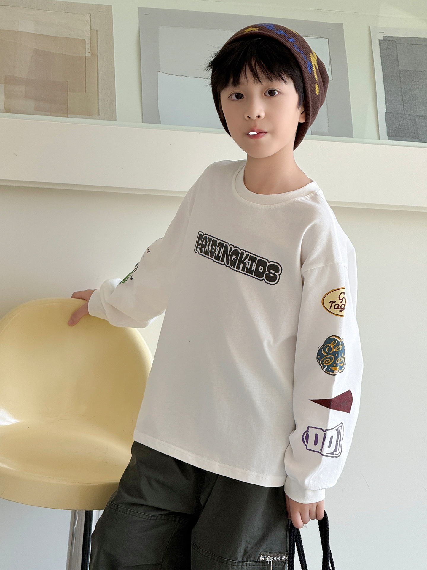 主图-01 (11) 【100-160】長袖Tシャツ 男の子 シンプル やわらか デイリー使い - 画像 (1)