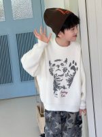 【100-160】ニットセーター 男の子 韓国風 ねこモチーフ ふんわり - 画像 (4)