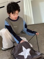 【100-160】長袖Tシャツ 男の子 トレンド 配色デザイン カジュアル