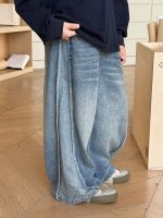 【100-160】デニムパンツ 男の子 トレンド ゆったり サイドステッチ