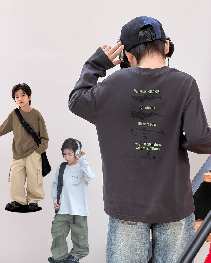 主图-01 (14) 【100-170】長袖Tシャツ 男の子 コットン 英字プリント ゆったり - 画像 (1)